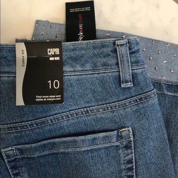 Style & Co. Denim - Style & Co Mid Rise Crystal Capri